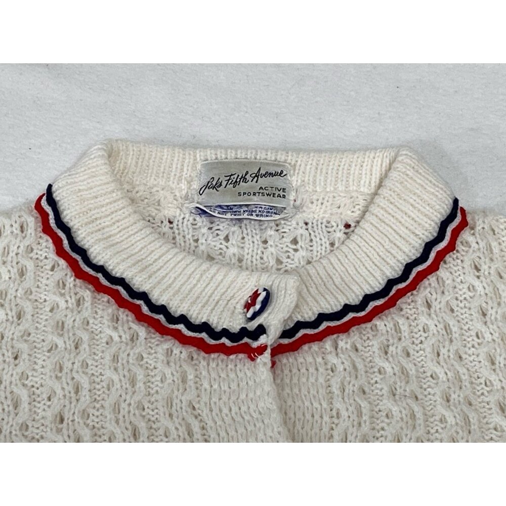 Vintage Jaks Fifth Avenue Knit Cardigan Red White Blue Star Buttons USA - Picture 2 of 11